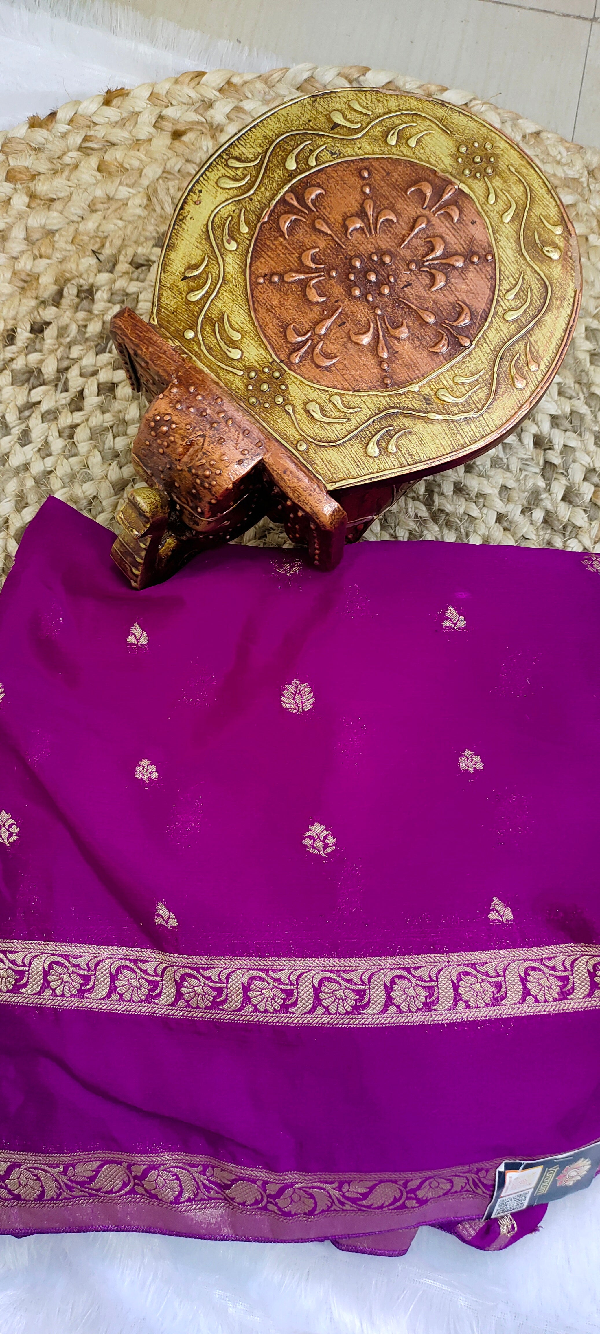 Magenta Banarasi Khaddi Georgette Saree with Zari Booti Weave [VS06]