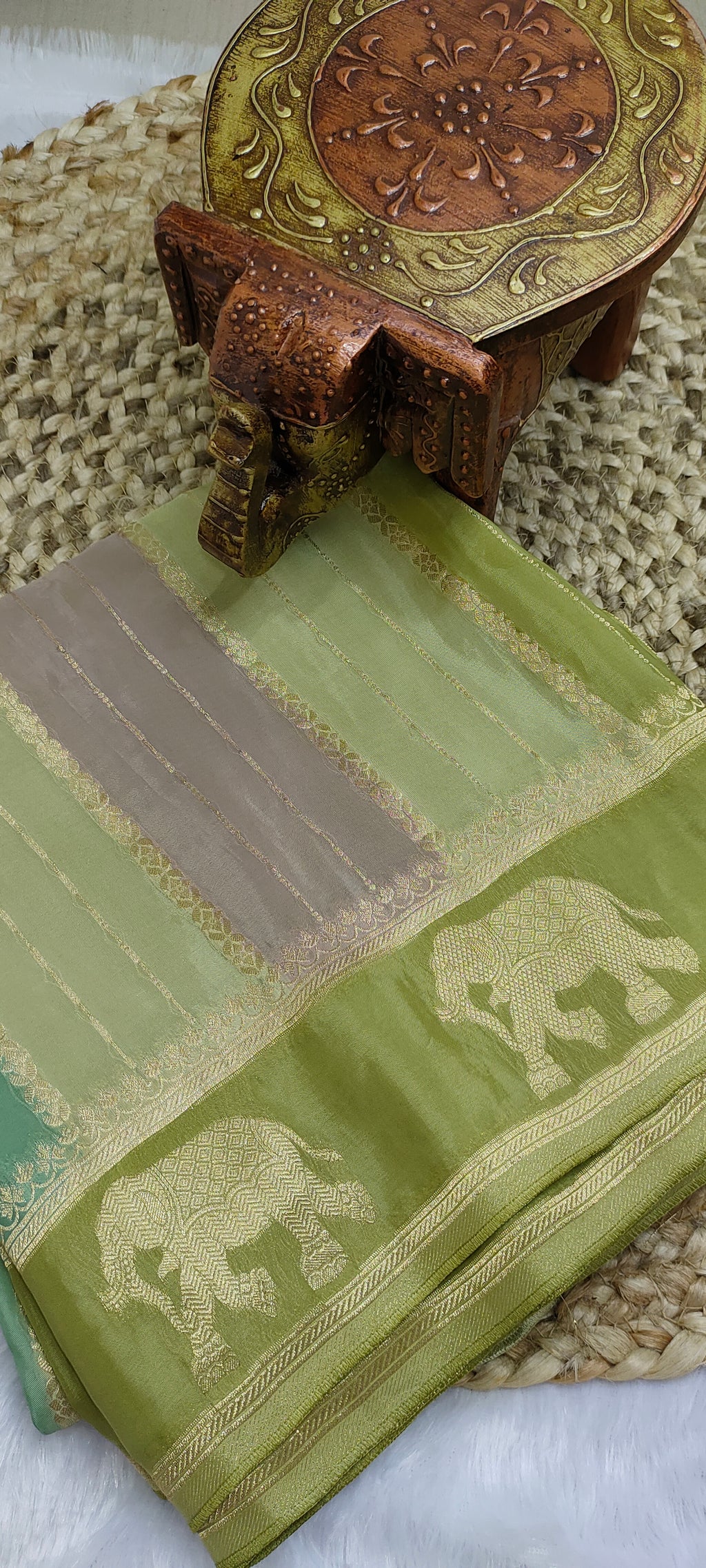 Banarasi Viscose Silk Saree with Elephant Motif Pallu [VS08]