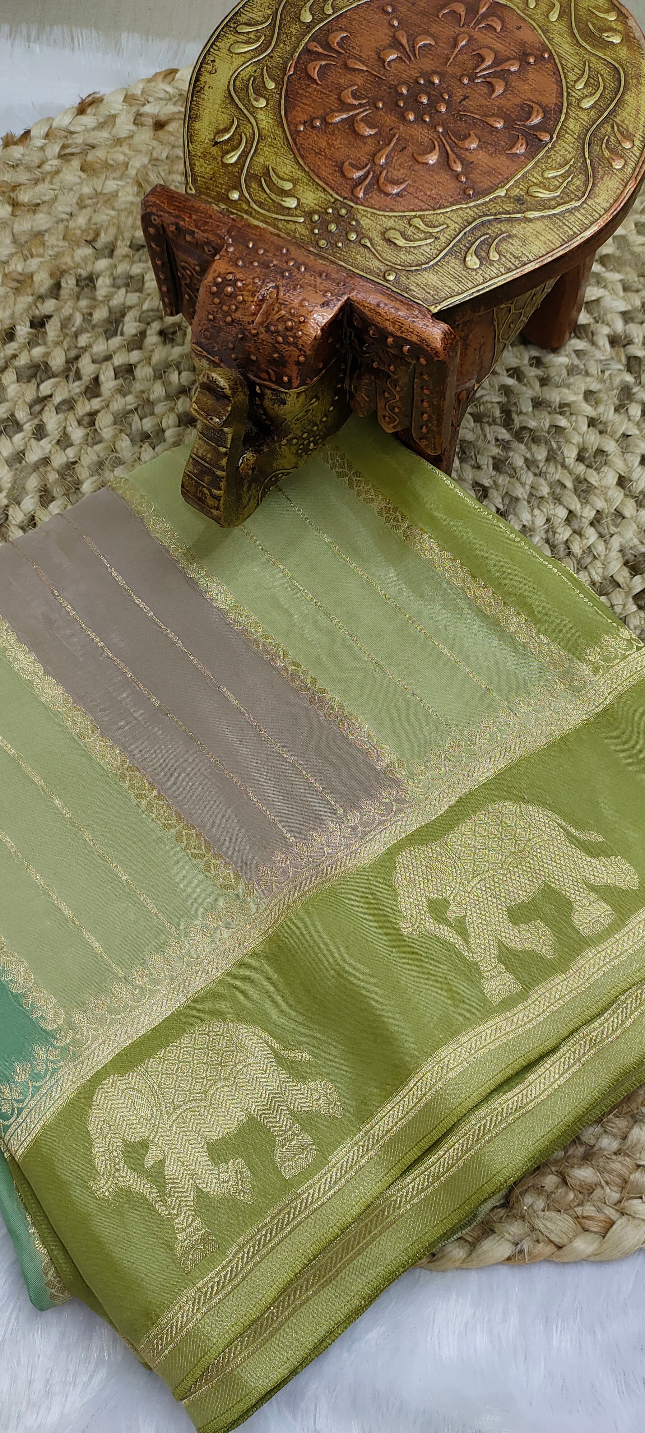 Banarasi Viscose Silk Saree with Elephant Motif Pallu [VS08]