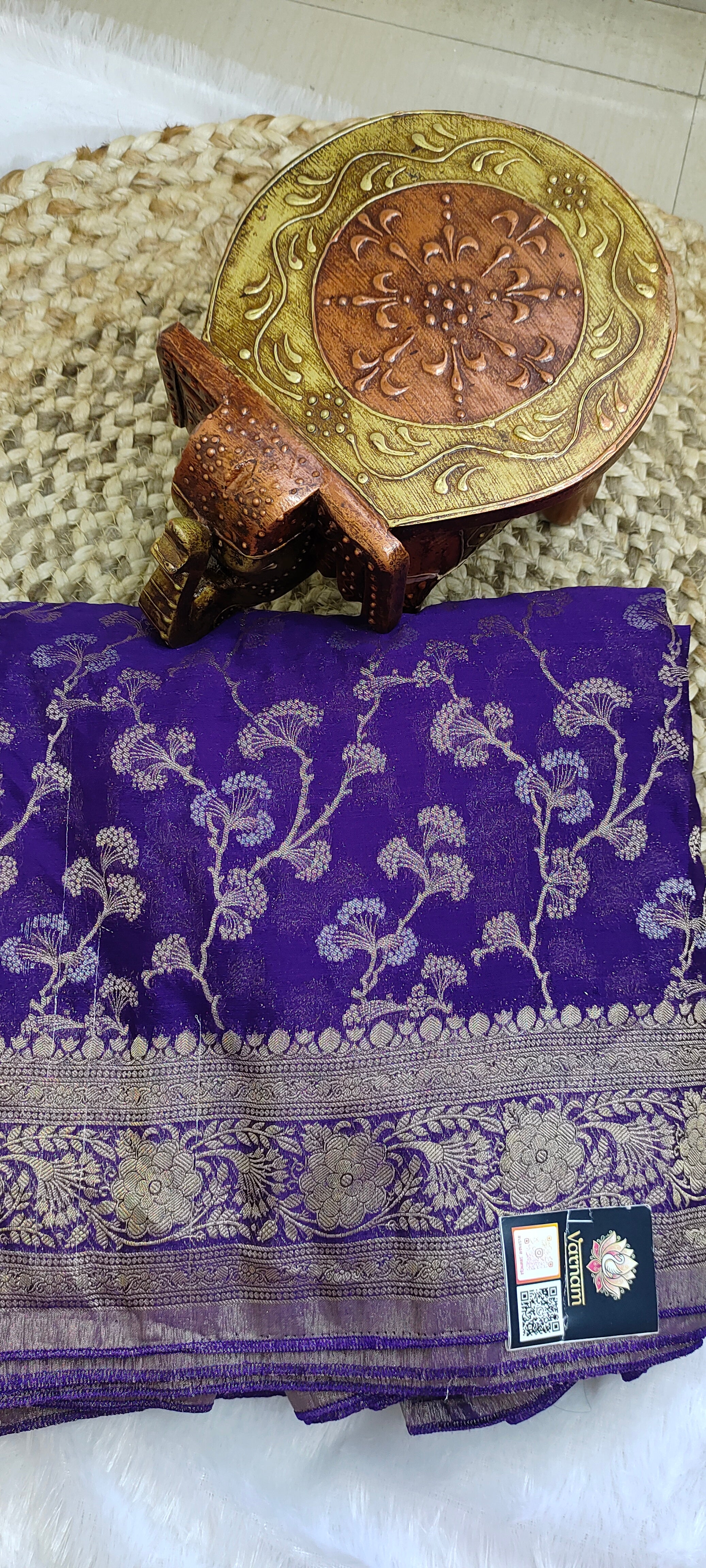 Purple Banarasi Khaddi Georgette Saree with Zari Floral Weave [VS05]