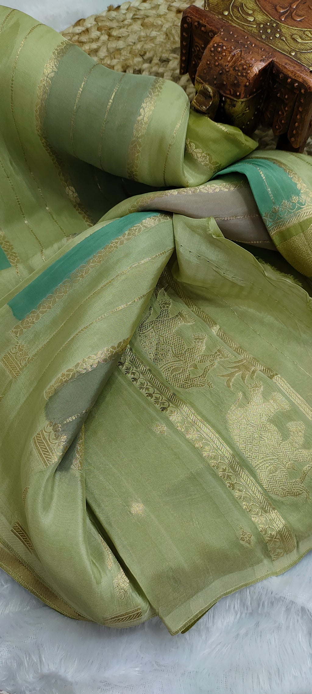 Banarasi Viscose Silk Saree with Elephant Motif Pallu [VS08]