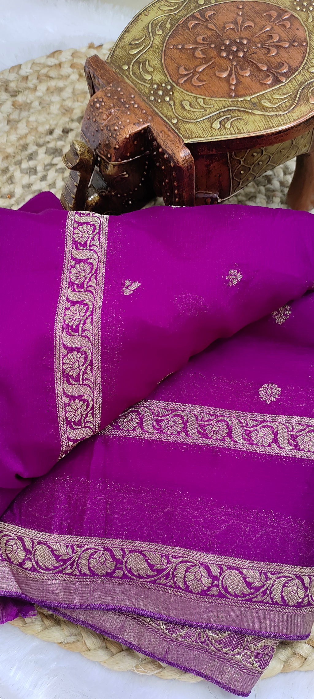 Magenta Banarasi Khaddi Georgette Saree with Zari Booti Weave [VS06]