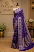Purple Banarasi Khaddi Georgette Saree with Zari Floral Weave [VS05]