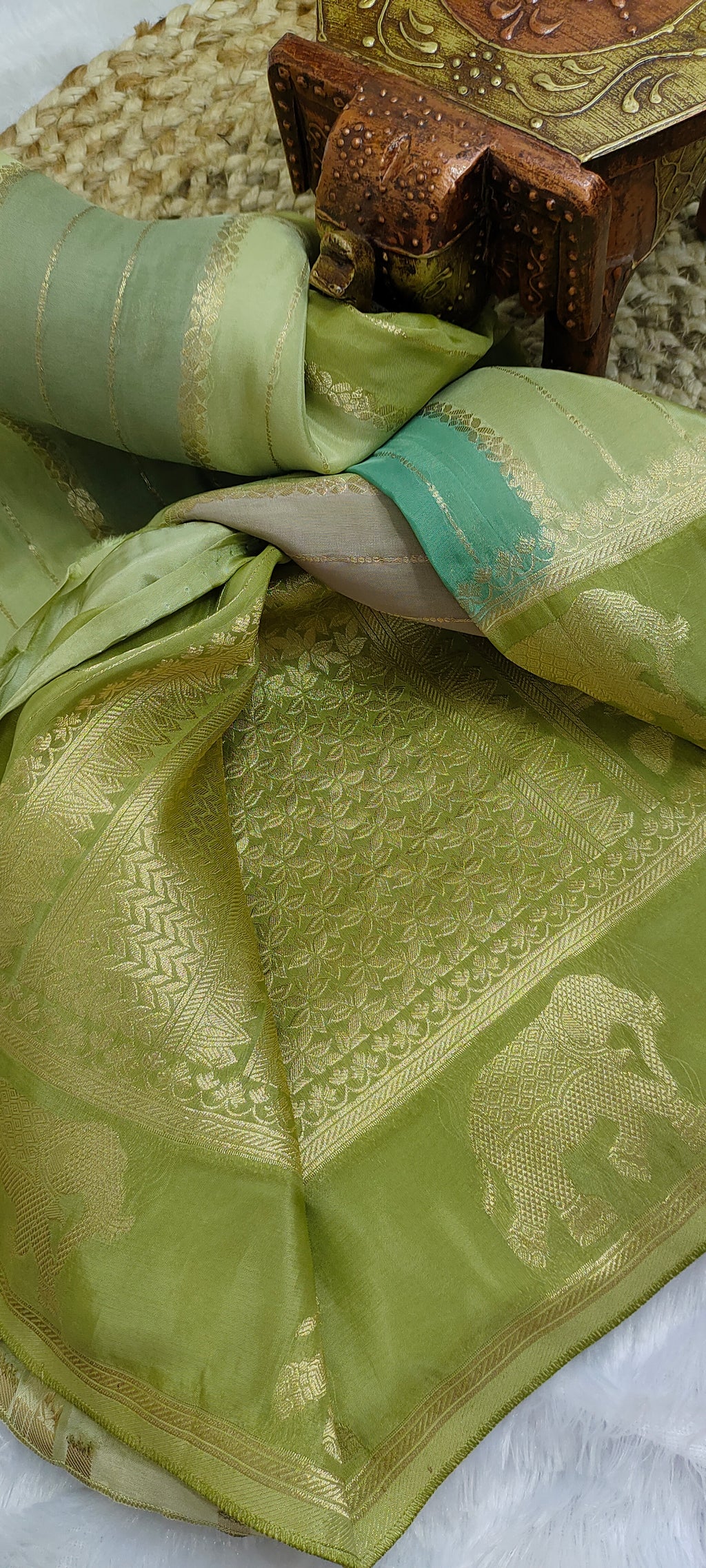 Banarasi Viscose Silk Saree with Elephant Motif Pallu [VS08]
