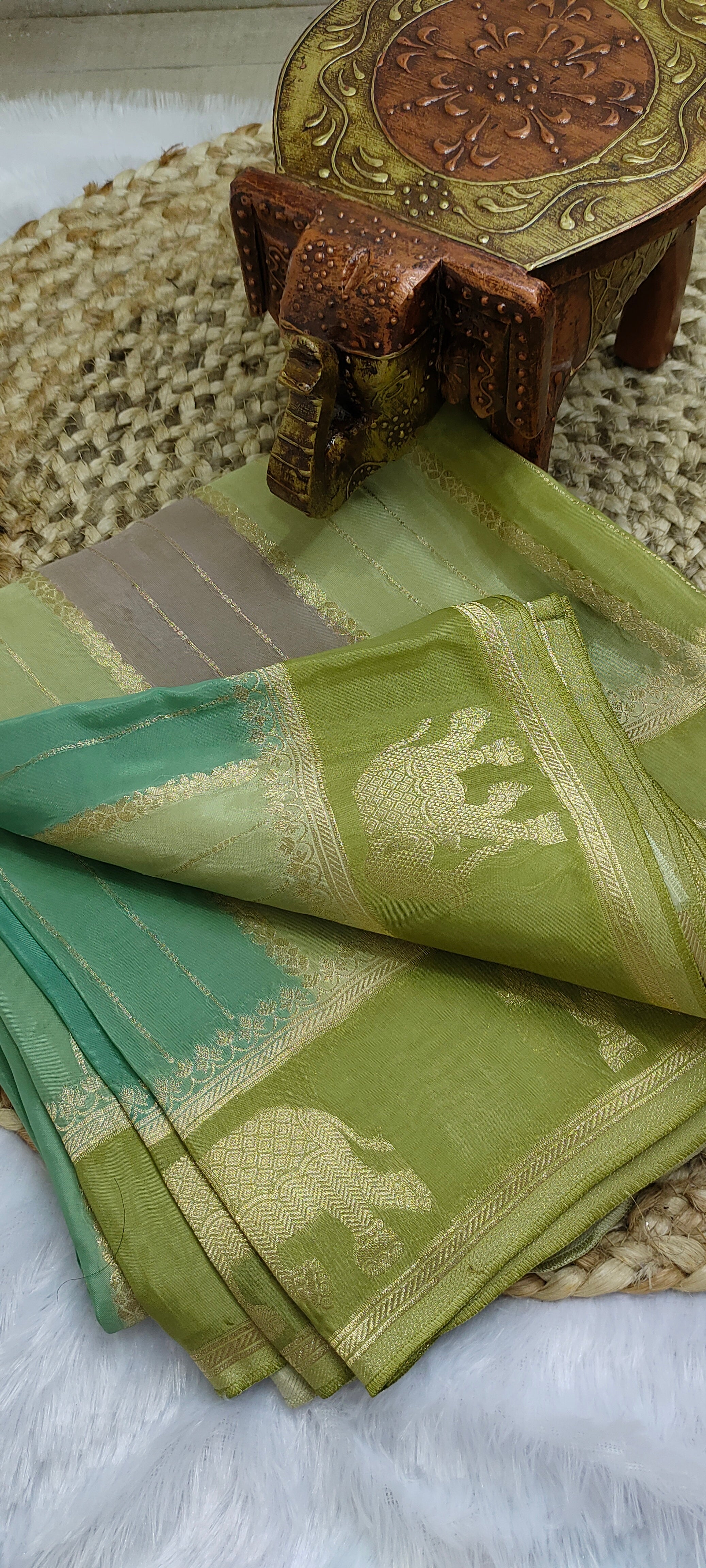 Banarasi Viscose Silk Saree with Elephant Motif Pallu [VS08]